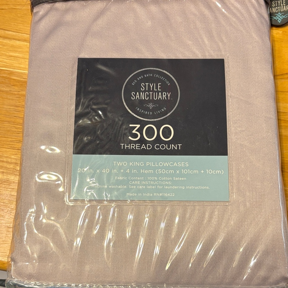 Style Sanctuary 300 Thread Count King Pillowcases - like a lavender gray